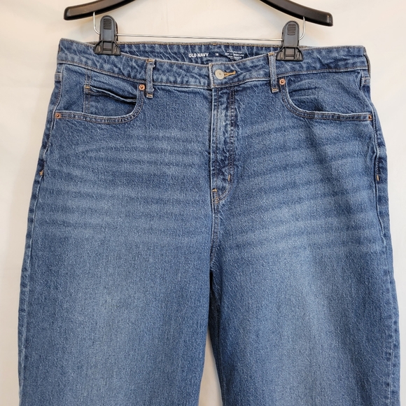 Old Navy Extra High-Rise Sky-Hi Wide Leg Cut Off Blue Jeans Womens Size 18 Flare - Picture 3 of 11